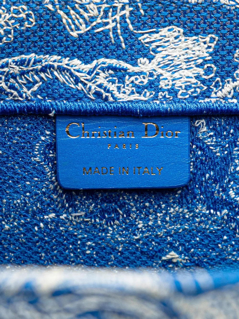 디올 Pre-Owned 2022 미디엄 캔버스 자수 디오리비에라 투알 드 주이 북 토트 백 K5GSOB6YKRU89ERN