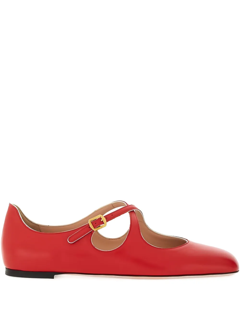Bally Beliska cross-strap leather ballet flats - Rosso