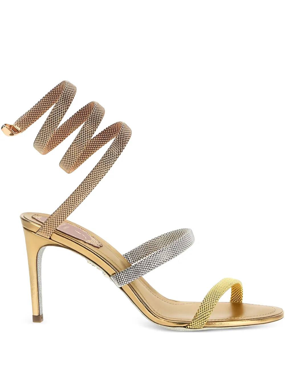 René Caovilla 105mm Cleo spiral-strap metallic sandals Gold