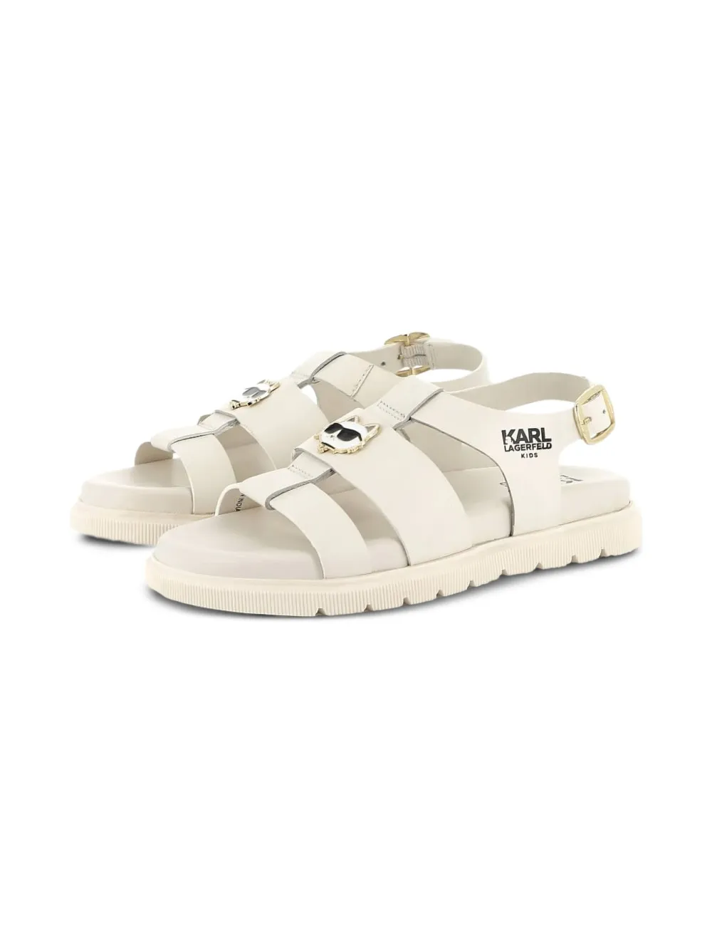 Karl Lagerfeld Kids cat-embellished leather open toe sandals | Girls Shoes | Image 2