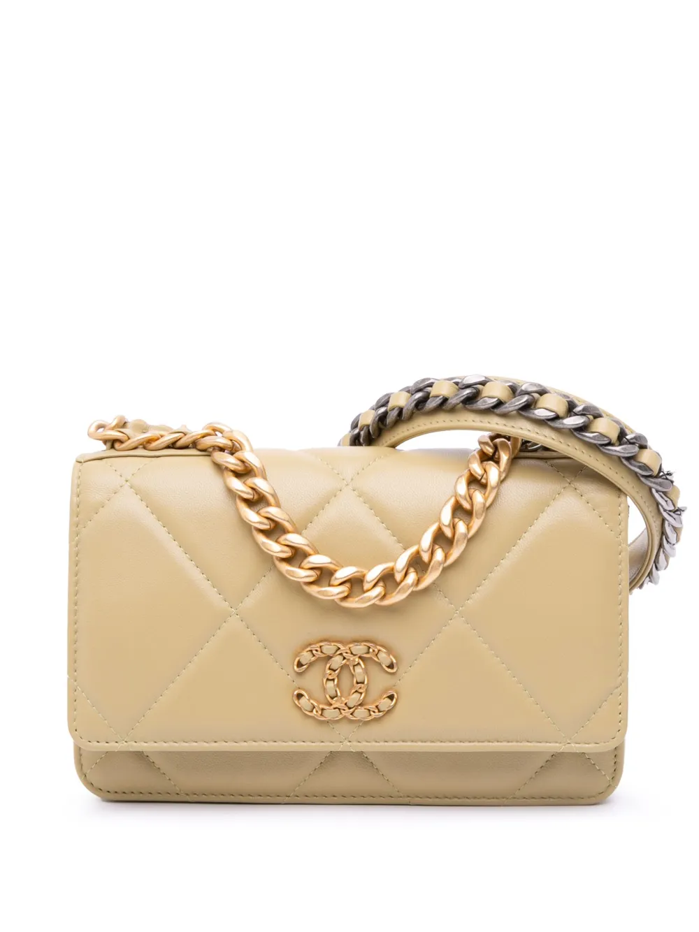 CHANEL Pre-Owned 2021-2024 Quilted Lambskin 19 Wallet on Chain satchel CHANEL Pre-Owned 2021-2024 Quilted Lambskin 19 Wallet on Chain satchel