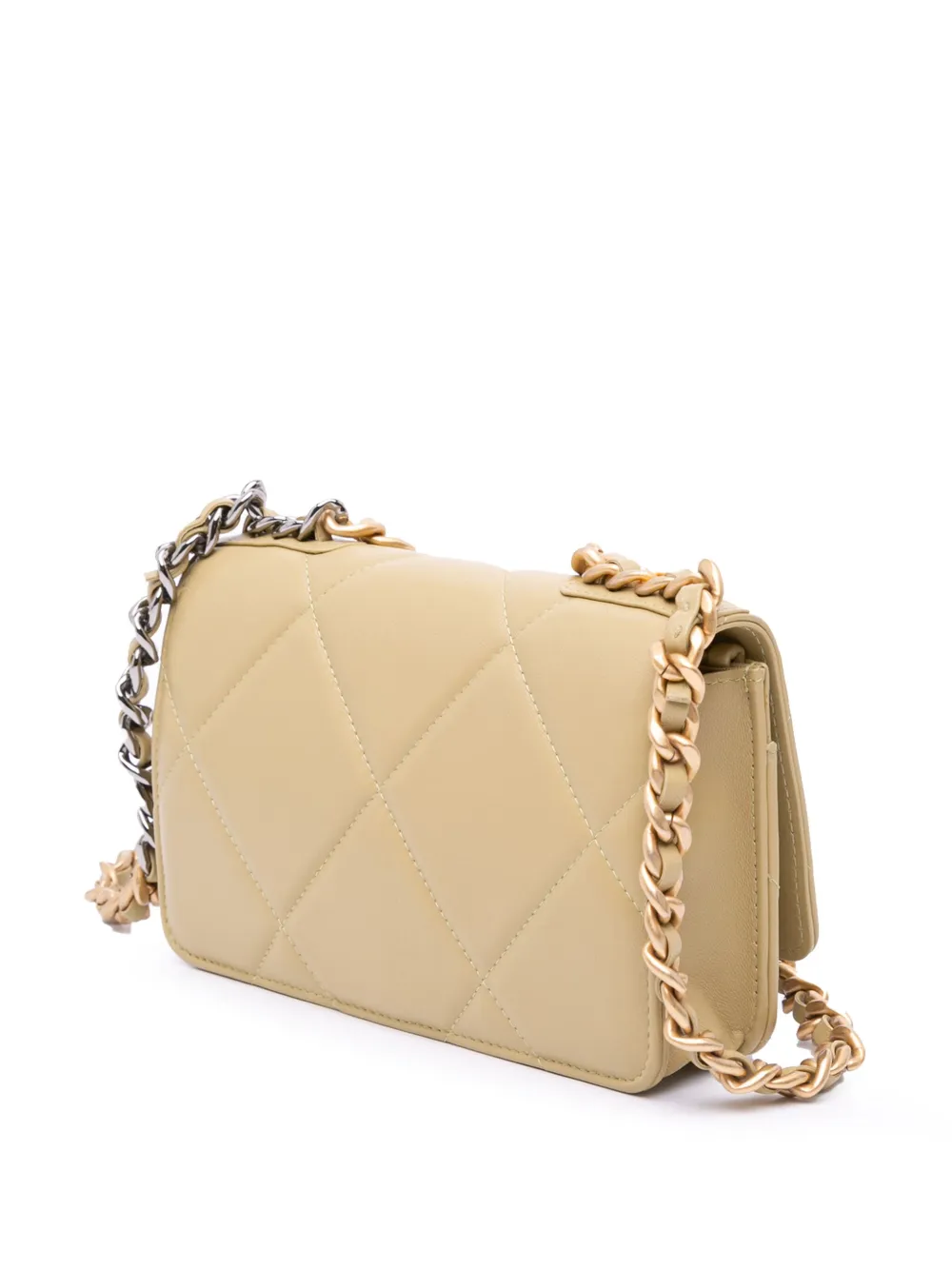 Pre-owned Chanel 2021-2024 Quilted Lambskin 19 Wallet On Chain Satchel