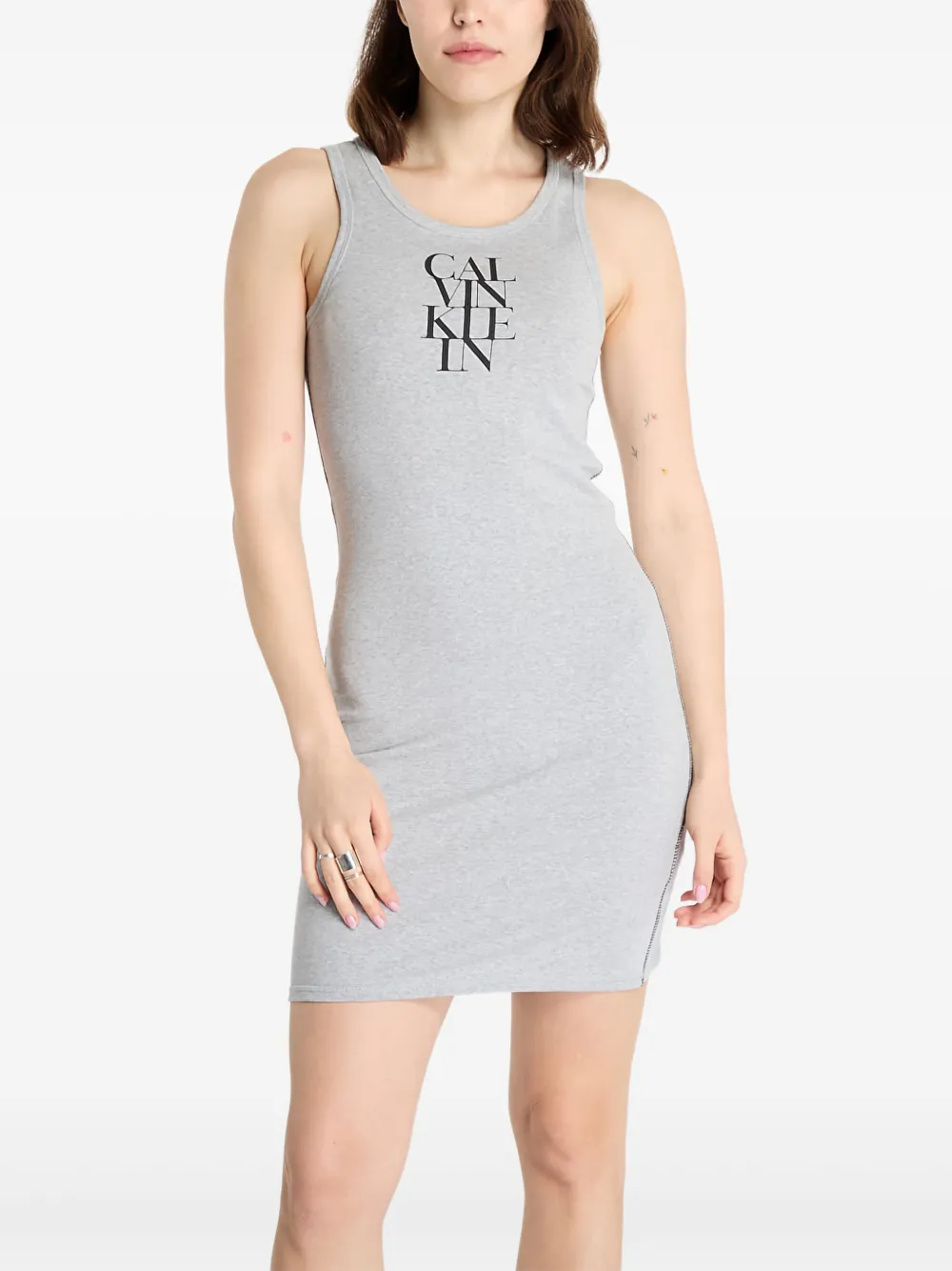 Calvin Klein graphic-logo sleeveless dress | Grey | Image 1