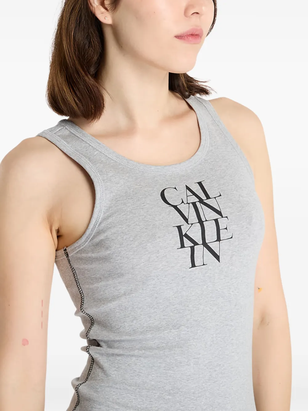 Calvin Klein Mouwloze jurk met logo Grijs