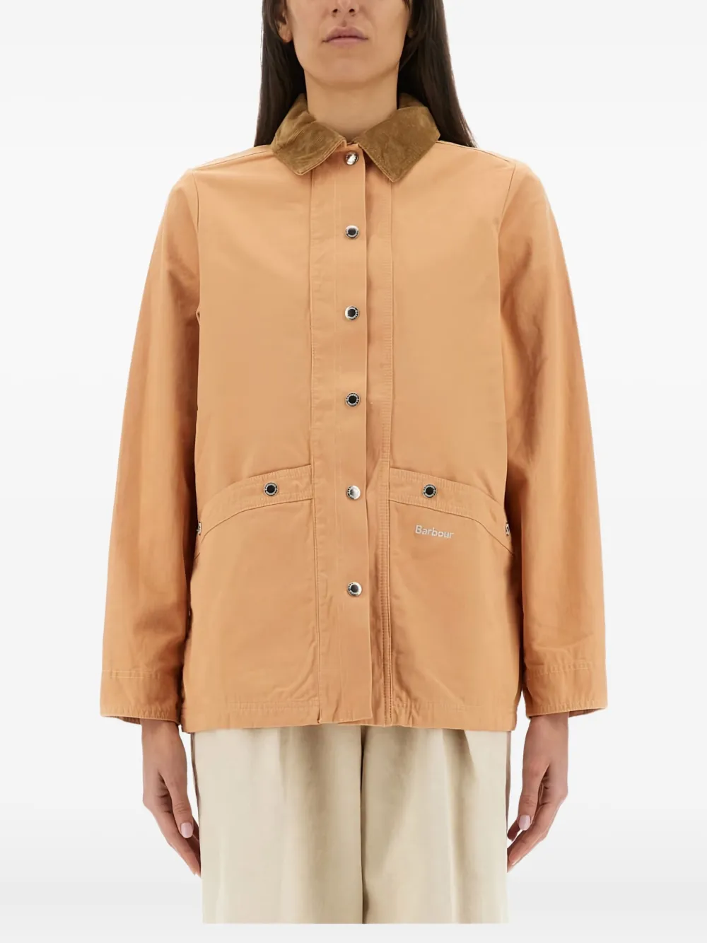 Barbour corduroy-collar cotton jacket Roze