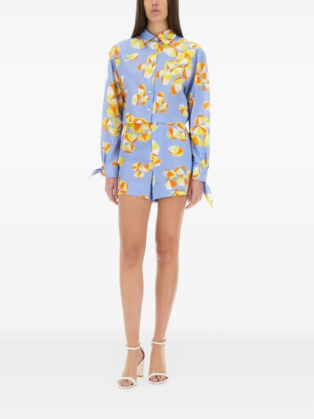 MOSCHINO JEANS tie-sleeve printed shirt - Blauw
