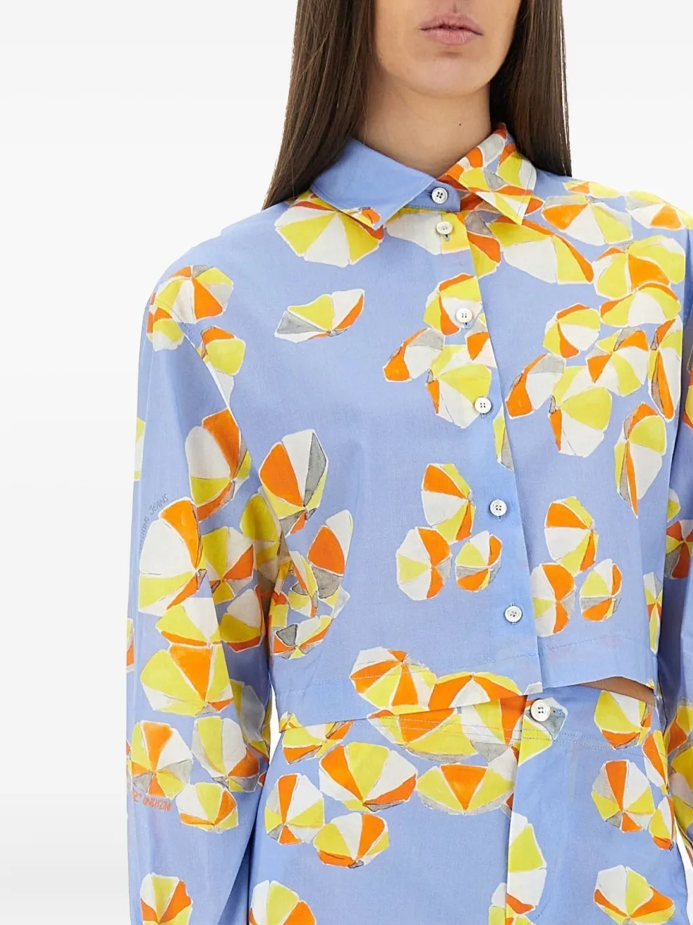 MOSCHINO JEANS Blouse met gestrikte mouwen en print Blauw