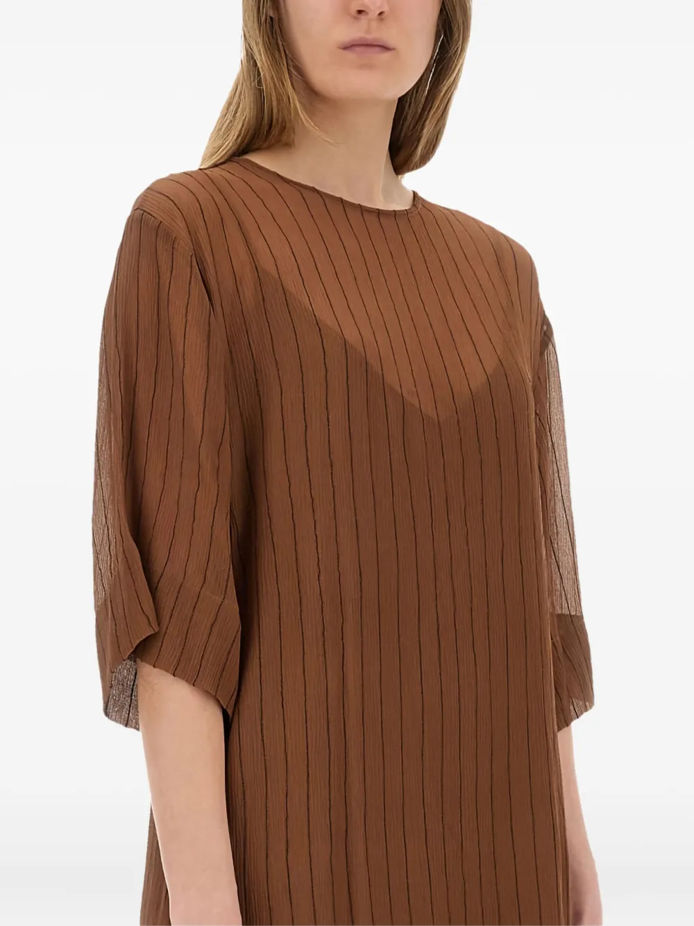 Alysi stripe-pattern midi dress Bruin