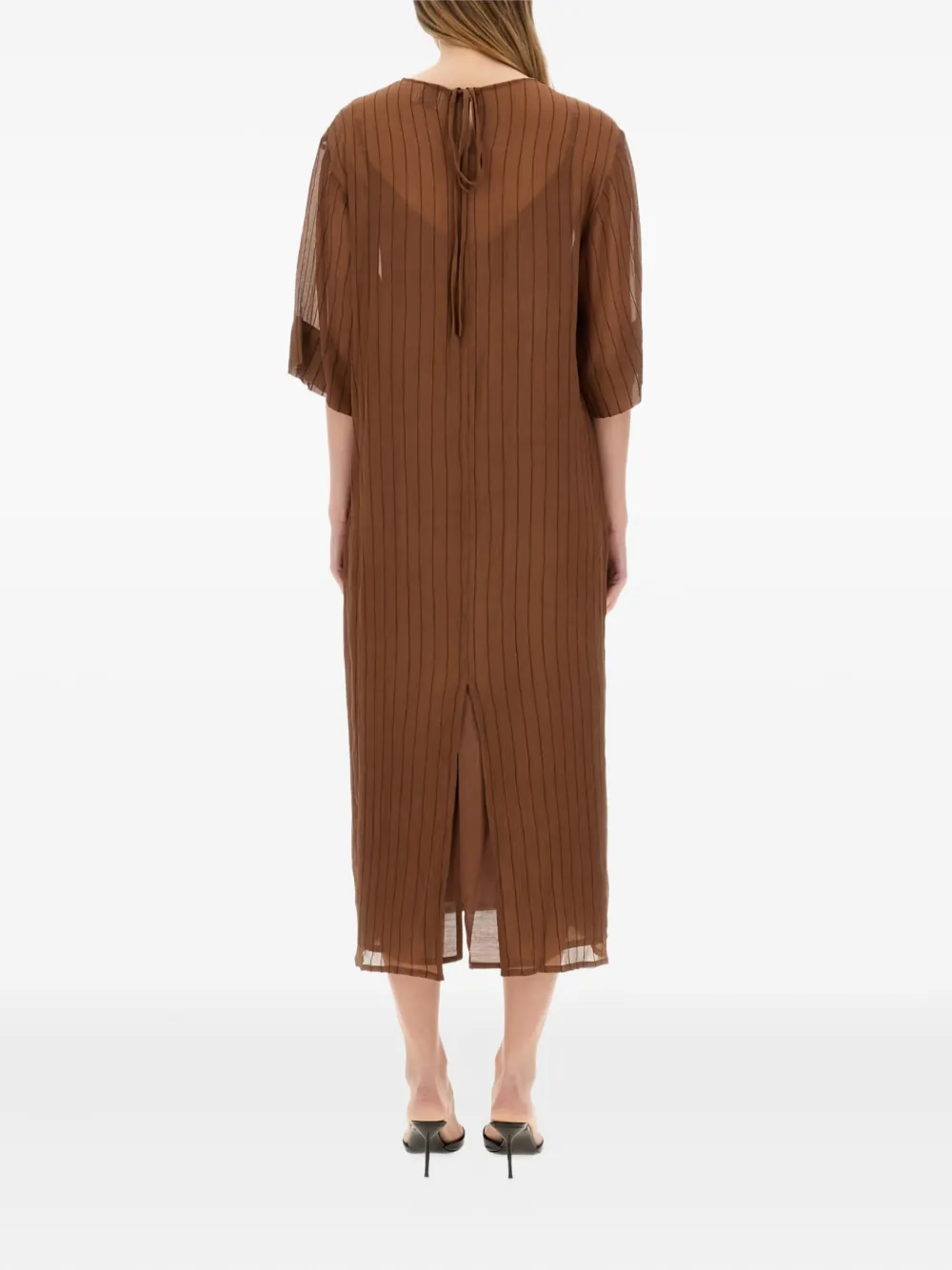 Alysi stripe-pattern midi dress Bruin