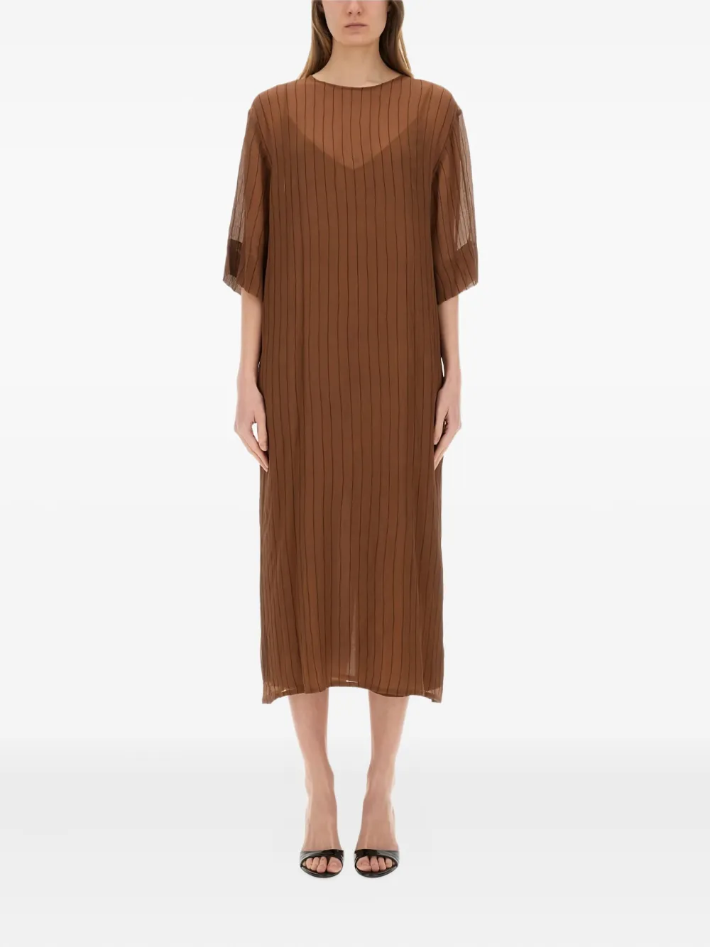 Alysi stripe-pattern midi dress Bruin