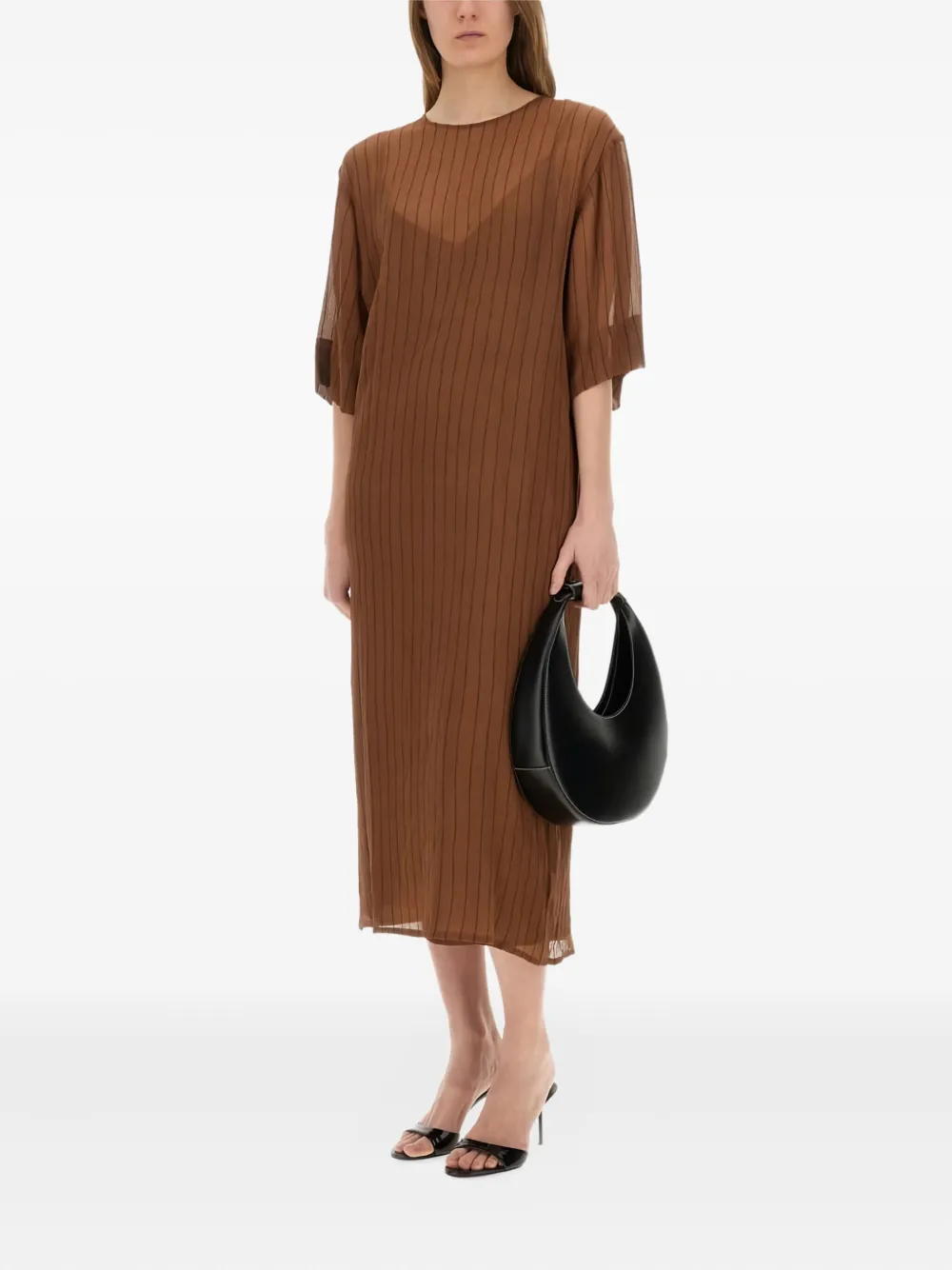 Alysi stripe-pattern midi dress Bruin