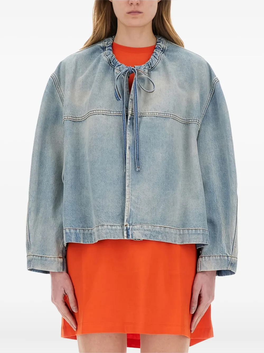 MSGM drawstring-collar denim jacket | azul | Image 1