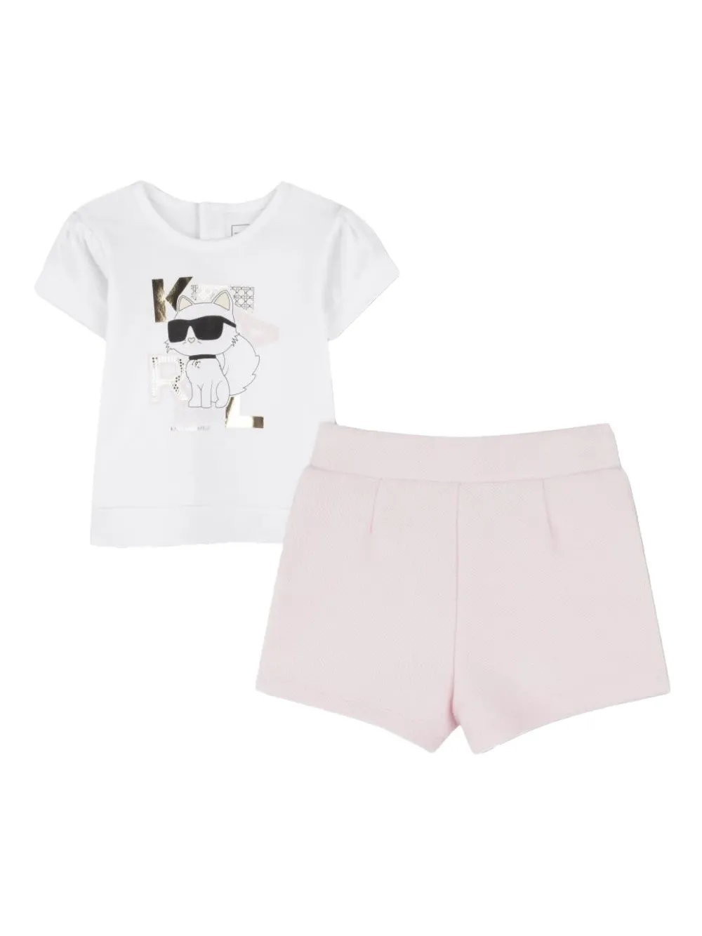 Karl Lagerfeld Kids Ikon T-shirt en shorts set Wit