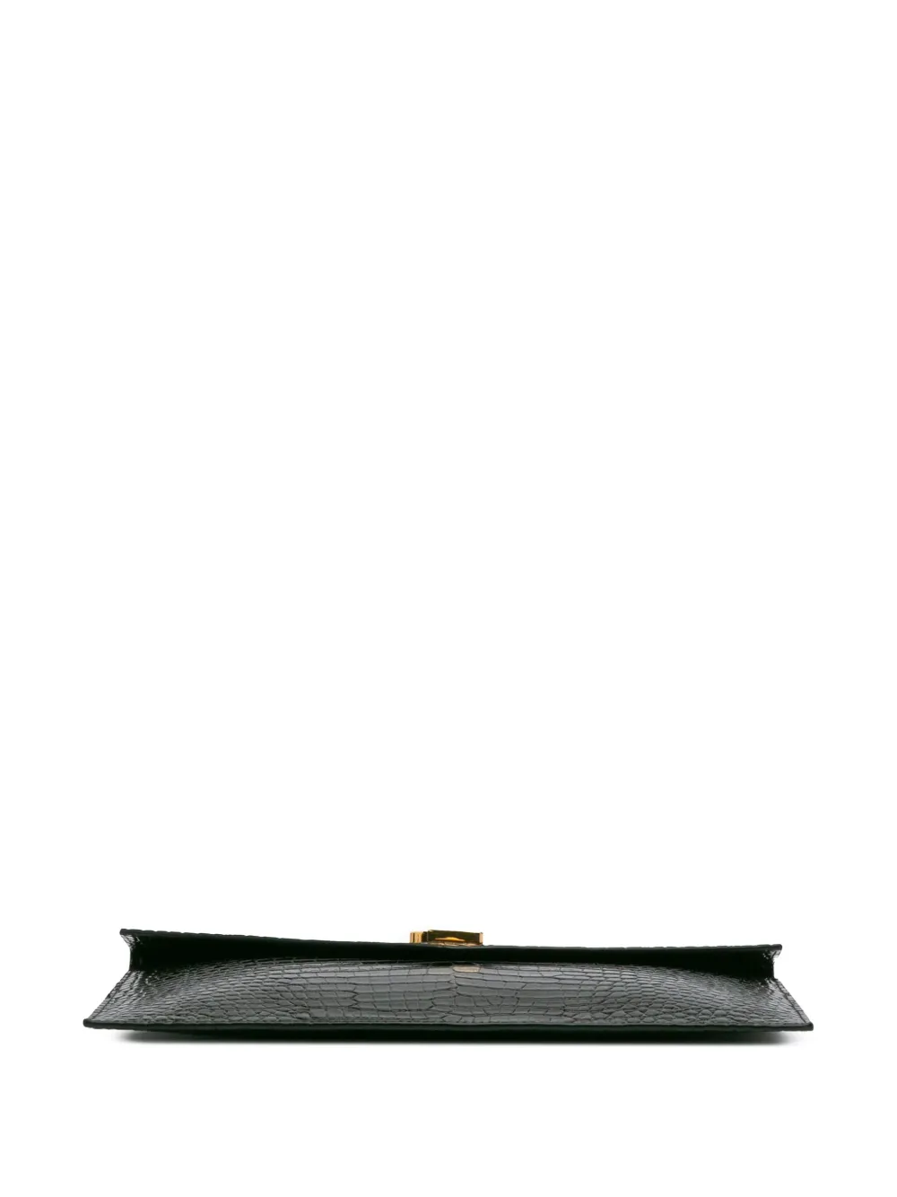 Pre-owned Saint Laurent 2022 Croc Embossed Leather Uptown Pouch Clutch Bag