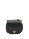CHANEL Pre-Owned 2021-2024 Mini Quilted Calfskin Coco Mail Clutch with Chain crossbody bag - Black