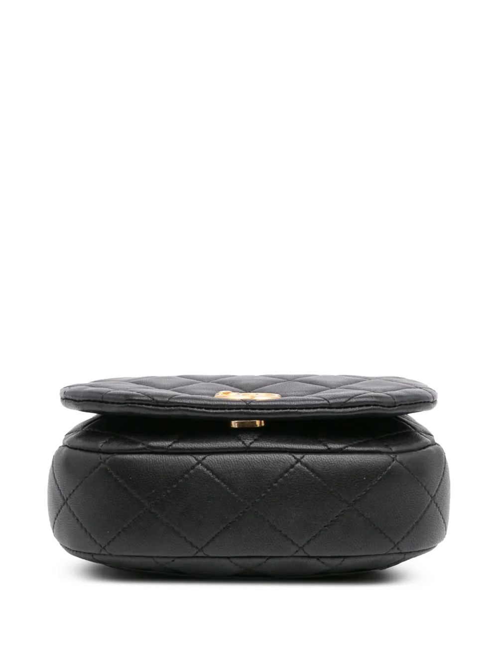 Pre-owned Chanel 2021-2024 Mini Quilted Calfskin Coco Mail Clutch With Chain Crossbody Bag In Black