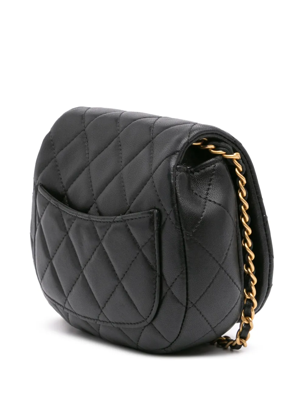 Pre-owned Chanel 2021-2024 Mini Quilted Calfskin Coco Mail Clutch With Chain Crossbody Bag In Black