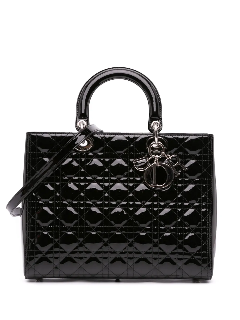 Christian Dior Pre-Owned 2015 Large Patent Cannage Lady Dior satchel - Christian Dior Pre-Owned 2015 Large Patent Cannage Lady Dior satchel -