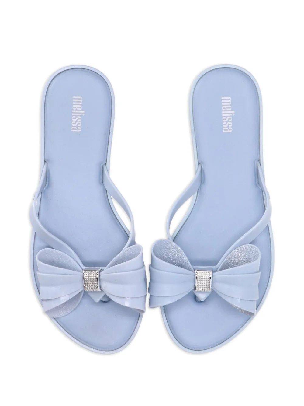 Melissa Slim V bow-embellished flip-flops Blue