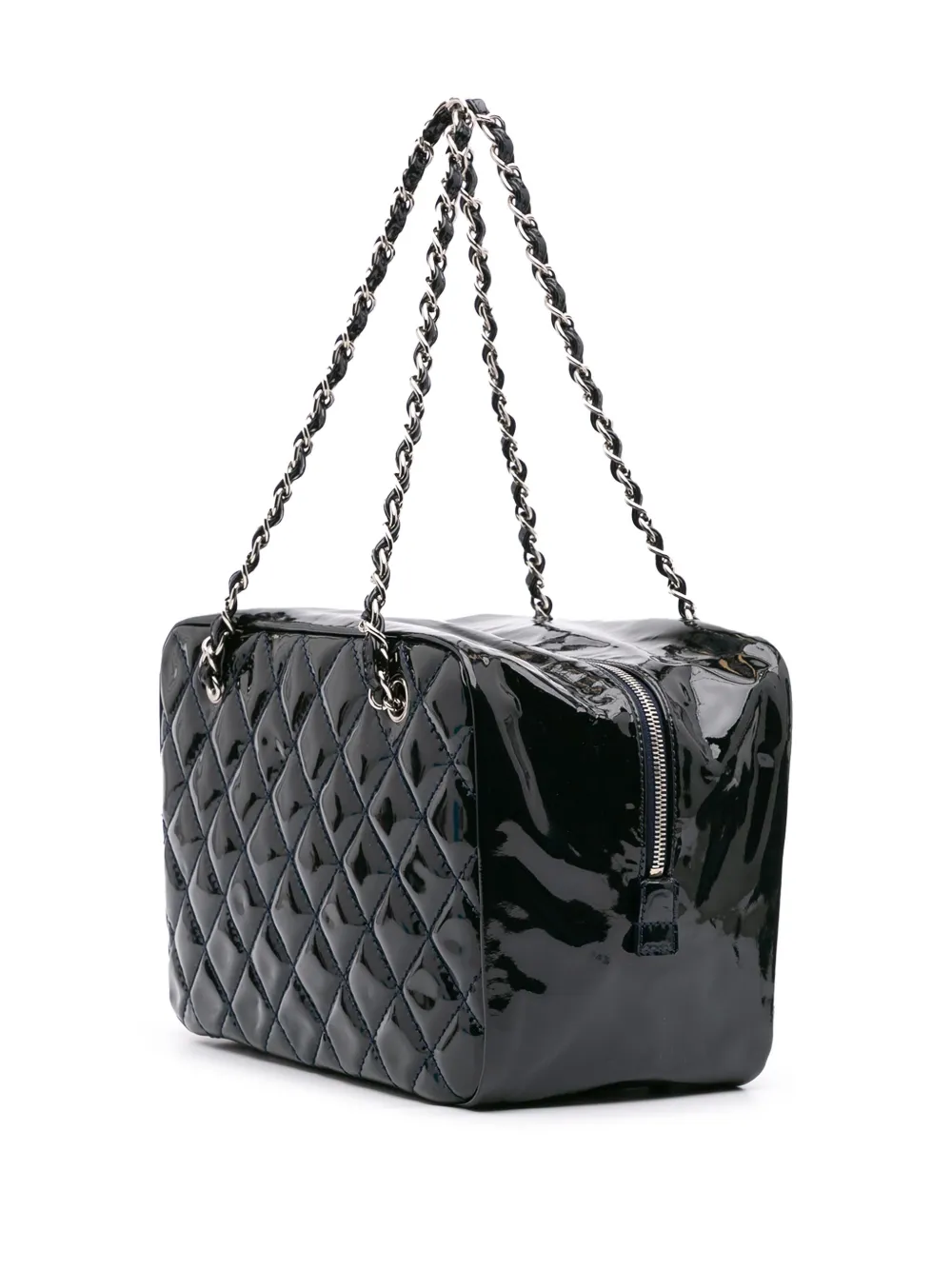 Pre-owned Chanel 2009-2010 Large Cc Quilted Patent Brilliant Camera Bag Shoulder Bag