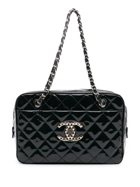 CHANEL Pre-Owned 2009-2010 große gesteppte CC Brilliant Schultertasche aus Lackleder
