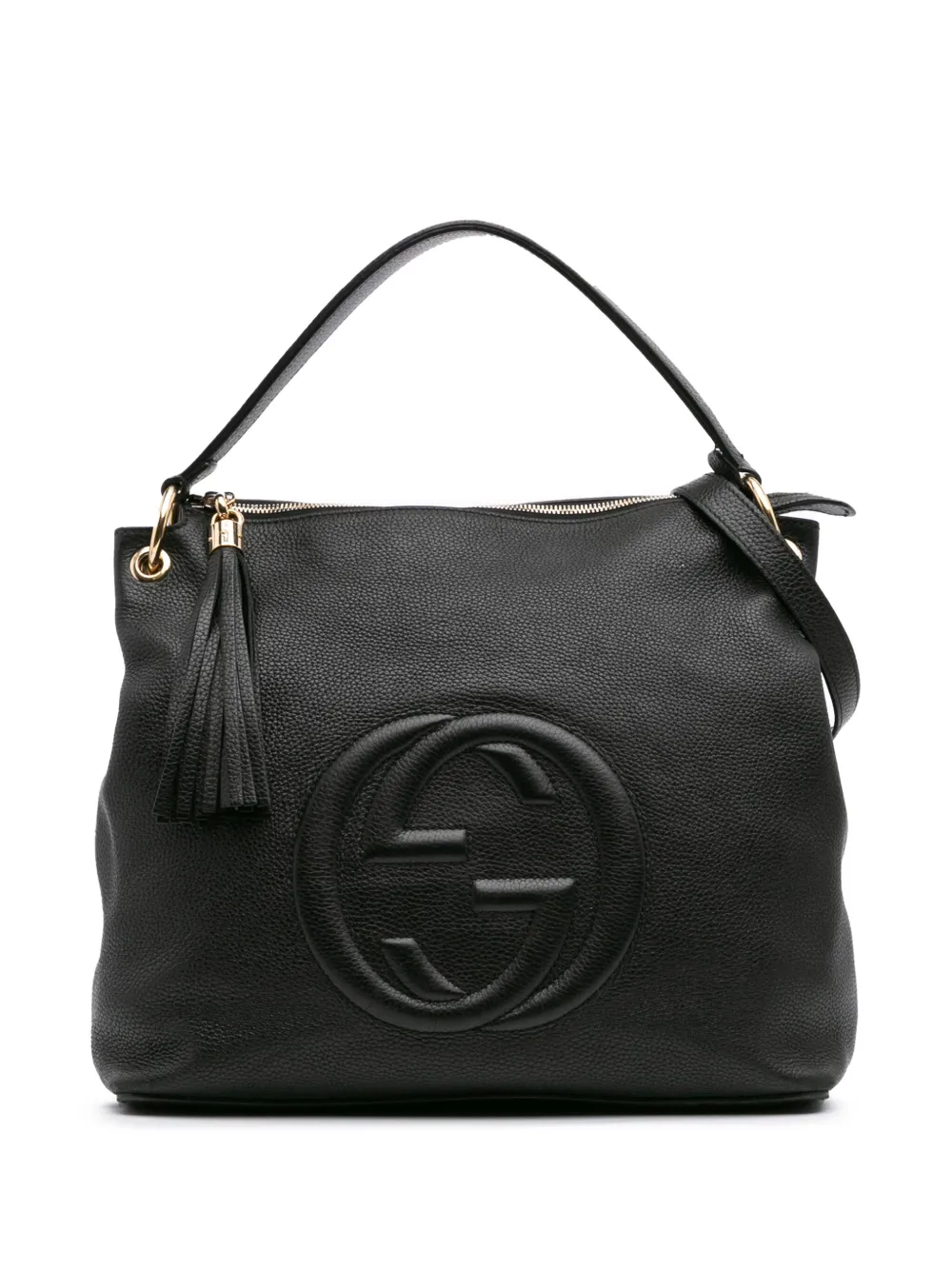 Gucci Pre-Owned 2000-2015 ラージ ぺブルカーフ ソーホー コンバーチブル ホーボー サッチェルバッグ - ブラック Gucci Pre-Owned 2000-2015 ラージ ぺブルカーフ ソーホー コンバーチブル ホーボー サッチェルバッグ - ブラック