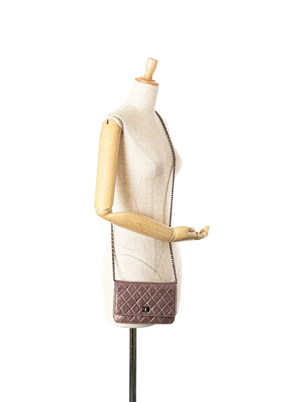 Pre-owned Chanel 2008-2009 Reissue 2.55 Quilted Metallic Aged Calfskin Wallet On Chain Handbag