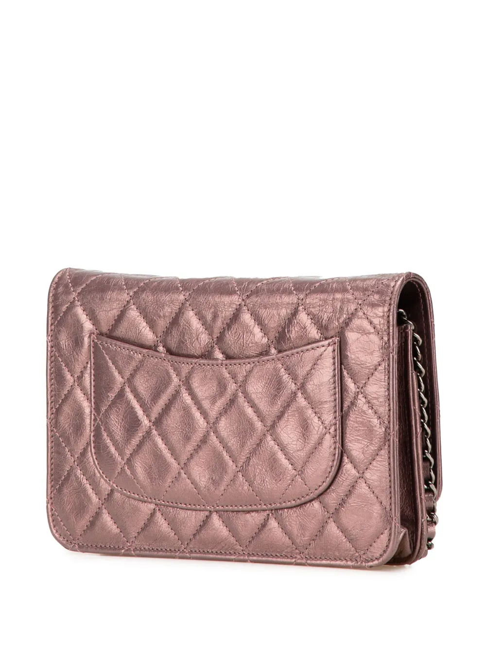 Pre-owned Chanel 2008-2009 Reissue 2.55 Quilted Metallic Aged Calfskin Wallet On Chain Handbag