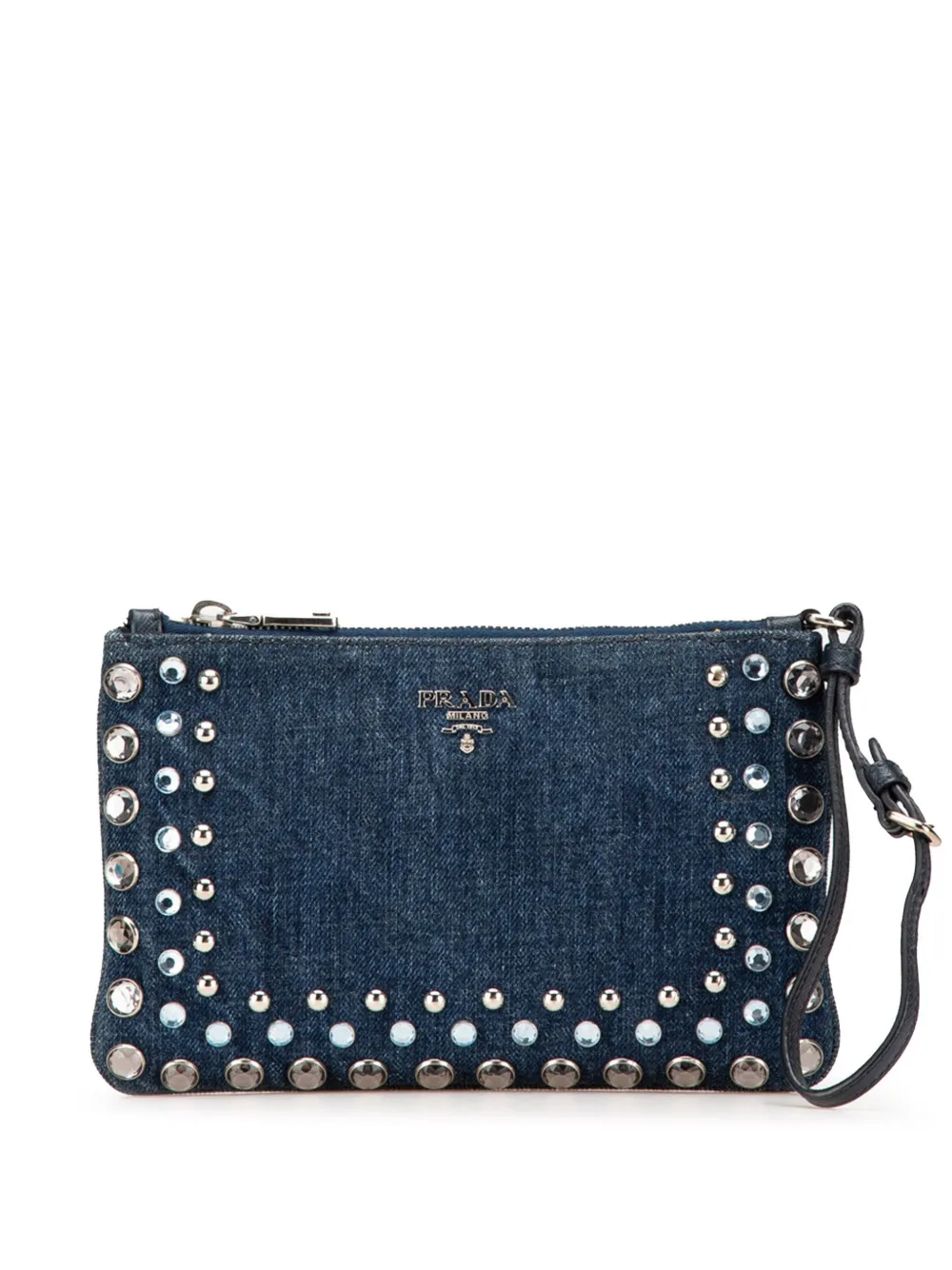 Prada Pre-Owned 2000-2024 Denim Borchie Wristlet pouch | Blue | Image 1
