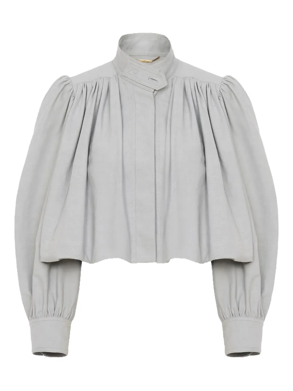 Chloé Stehkragen-Jacke mit Ballonärmeln - Grau