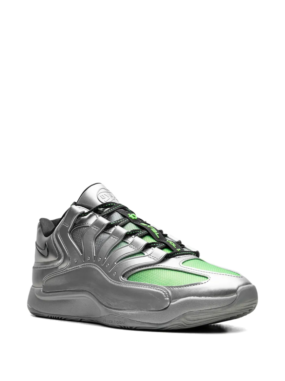 Nike KD 18 EYBL "Metallic Silver Green Strike Dark Smoke Grey" sneakers