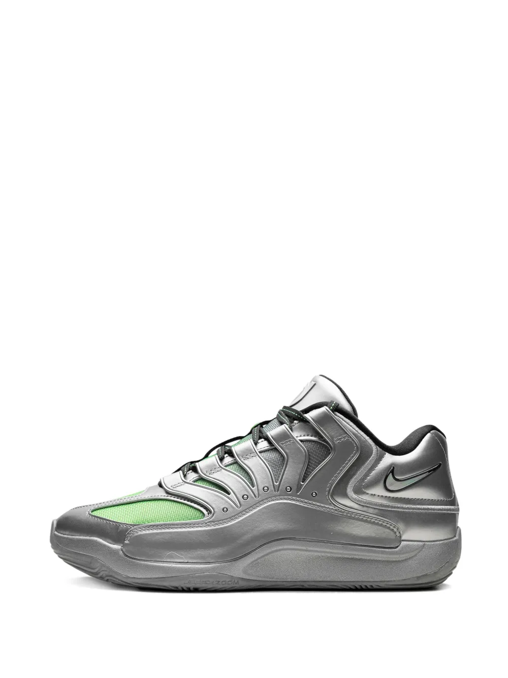 Nike KD 18 EYBL "Metallic Silver Green Strike Dark Smoke Grey" sneakers