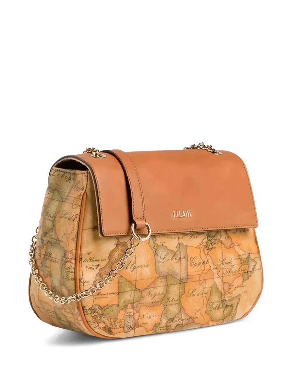 ALVIERO MARTINI 1° CLASSE map-print chain shoulder bag - Beige