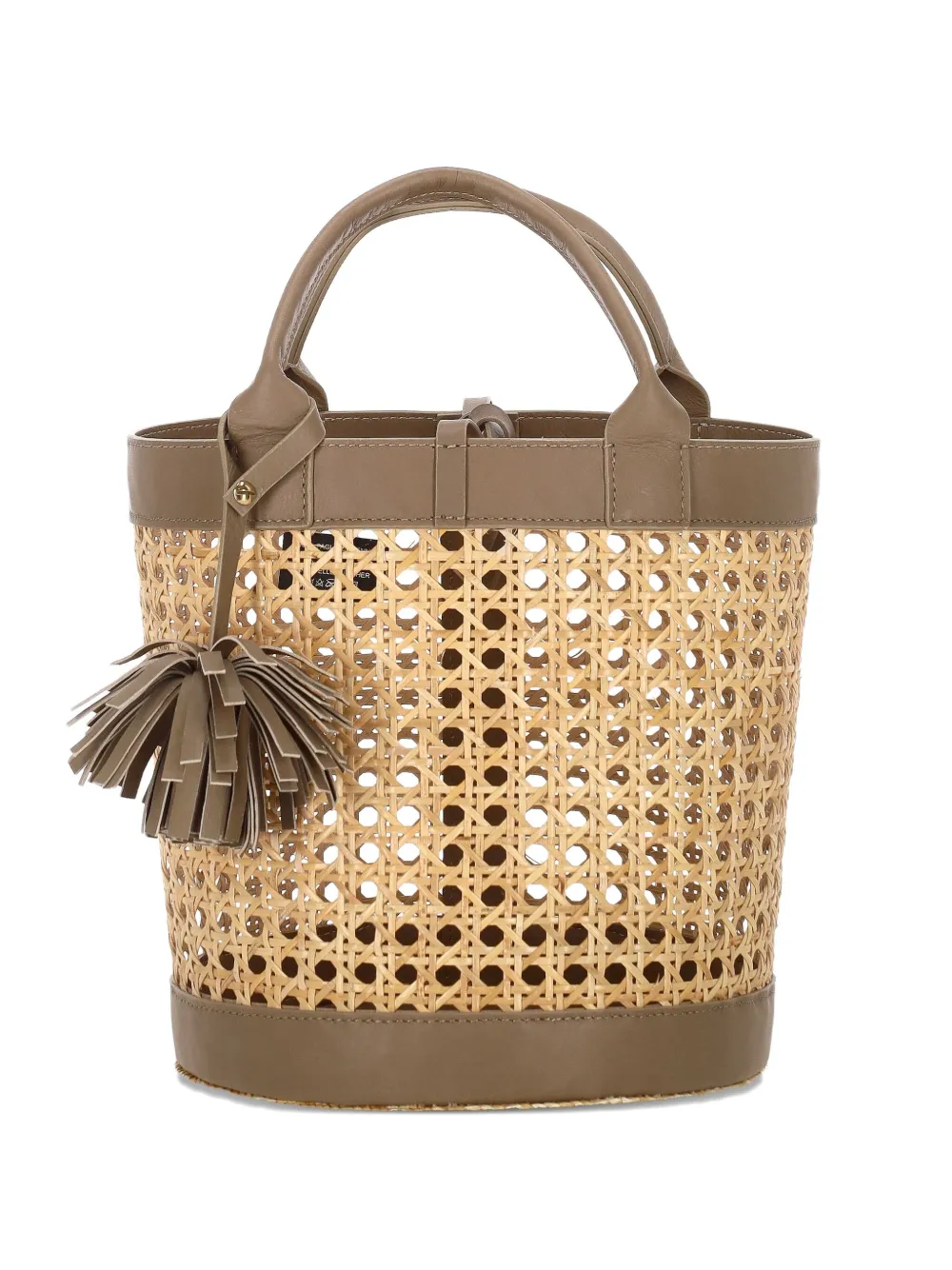 catarzi leather-trim straw tote bag - ブラウン catarzi leather-trim straw tote bag - ブラウン