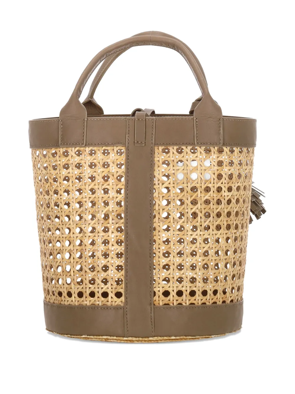 Catarzi Stro shopper met leren afwerking - Bruin