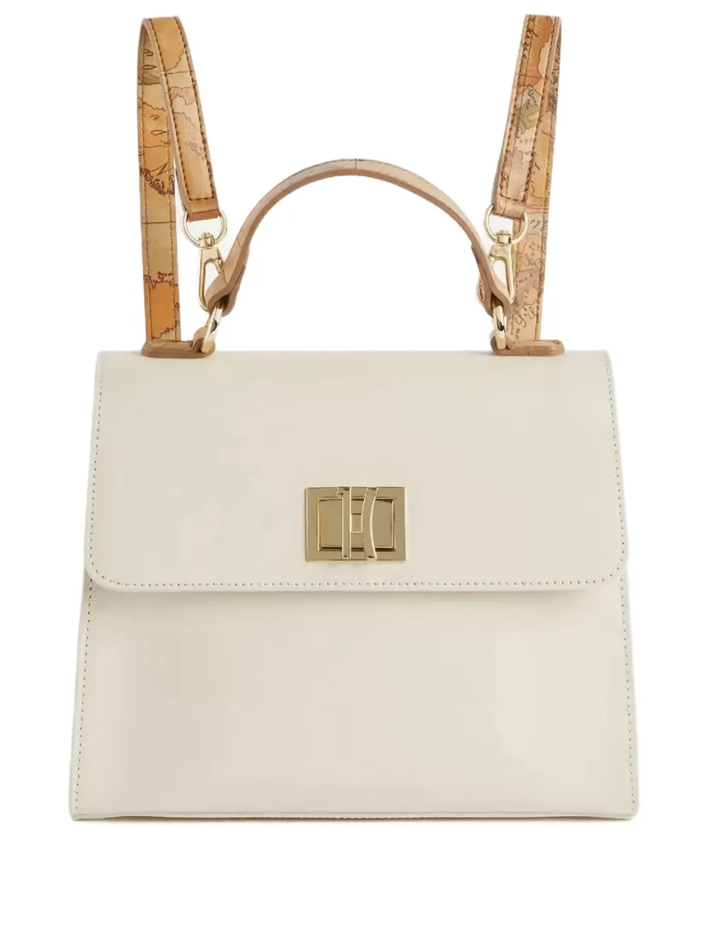 logo-buckle leather backpack