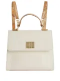 ALVIERO MARTINI 1° CLASSE logo-buckle leather backpack - White