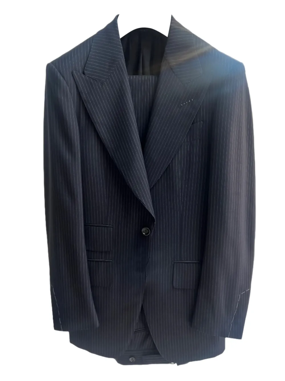 TOM FORD Pak met puntige revers en krijtstreep Zwart