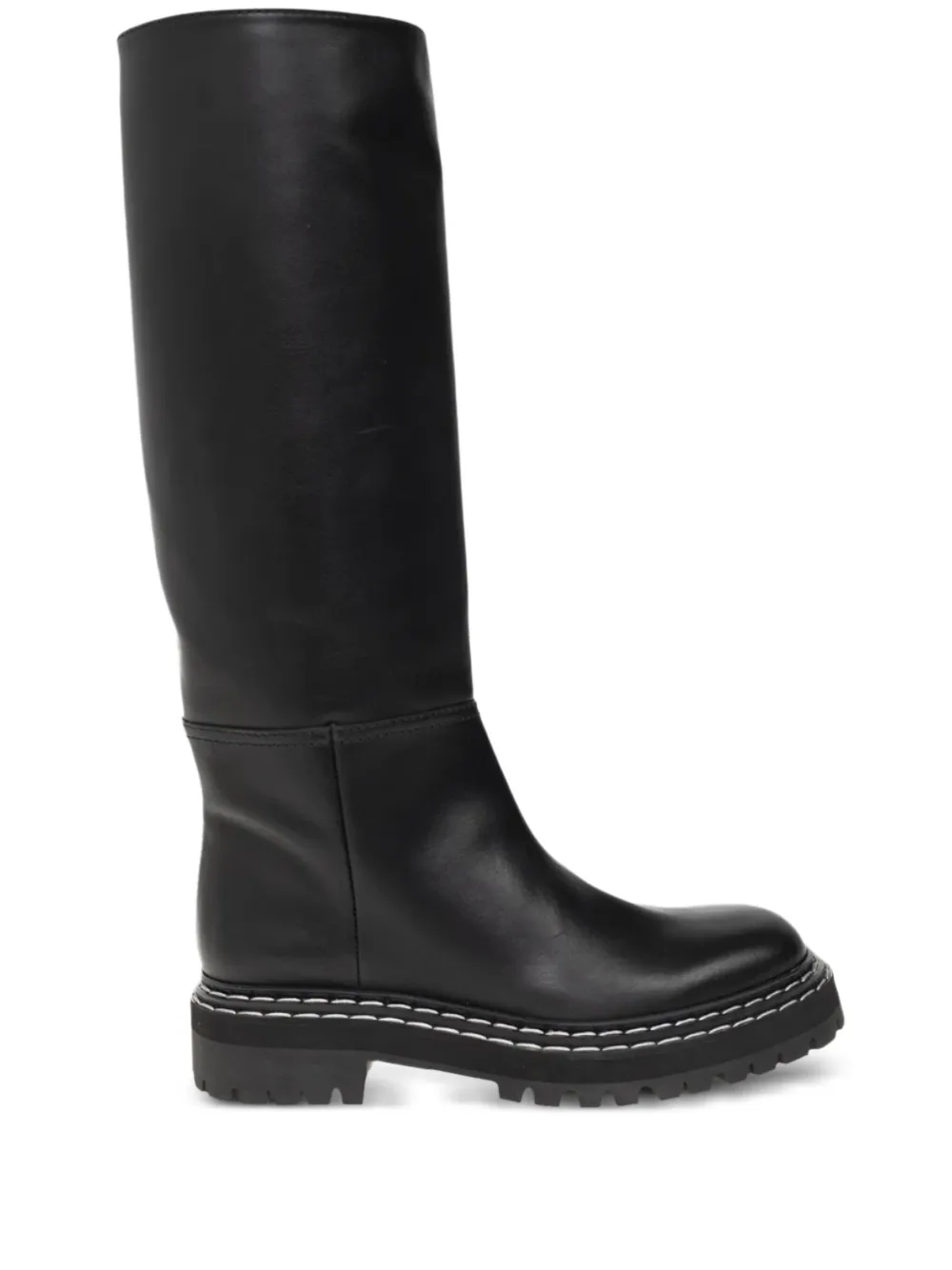 Proenza Schouler leather combat knee-high boots Black