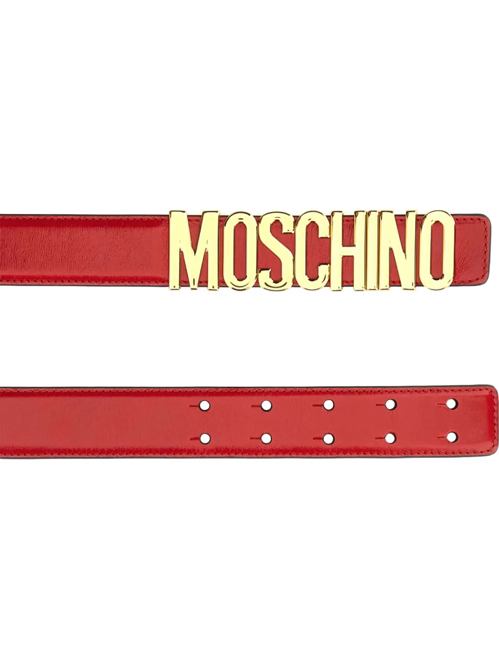 Moschino logo-plaque leather belt - Rood