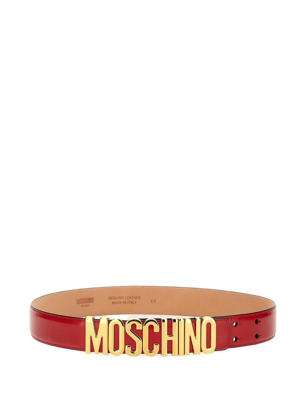 Moschino logo-plaque leather belt Rood