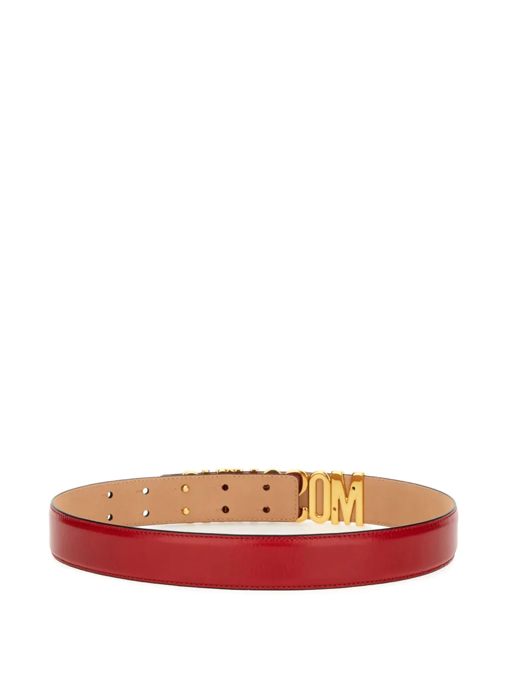 Moschino logo-plaque leather belt Rood