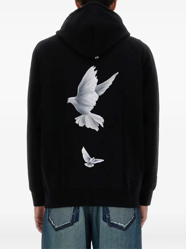 3PARADIS dove-print Hoodie | Black | FARFETCH