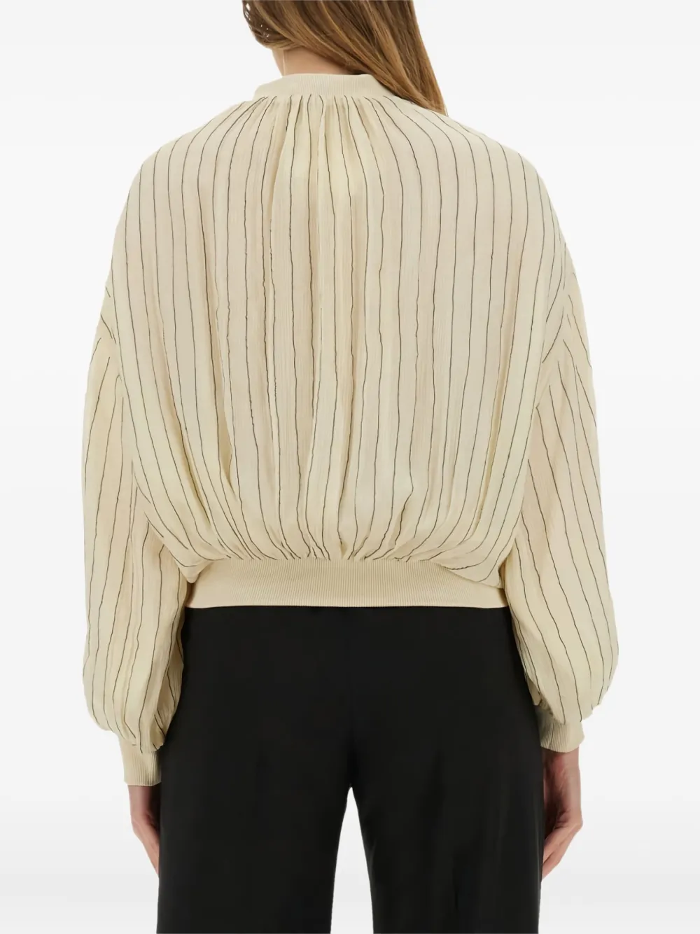 Alysi pinstripe balloon-sleeve jacket Beige