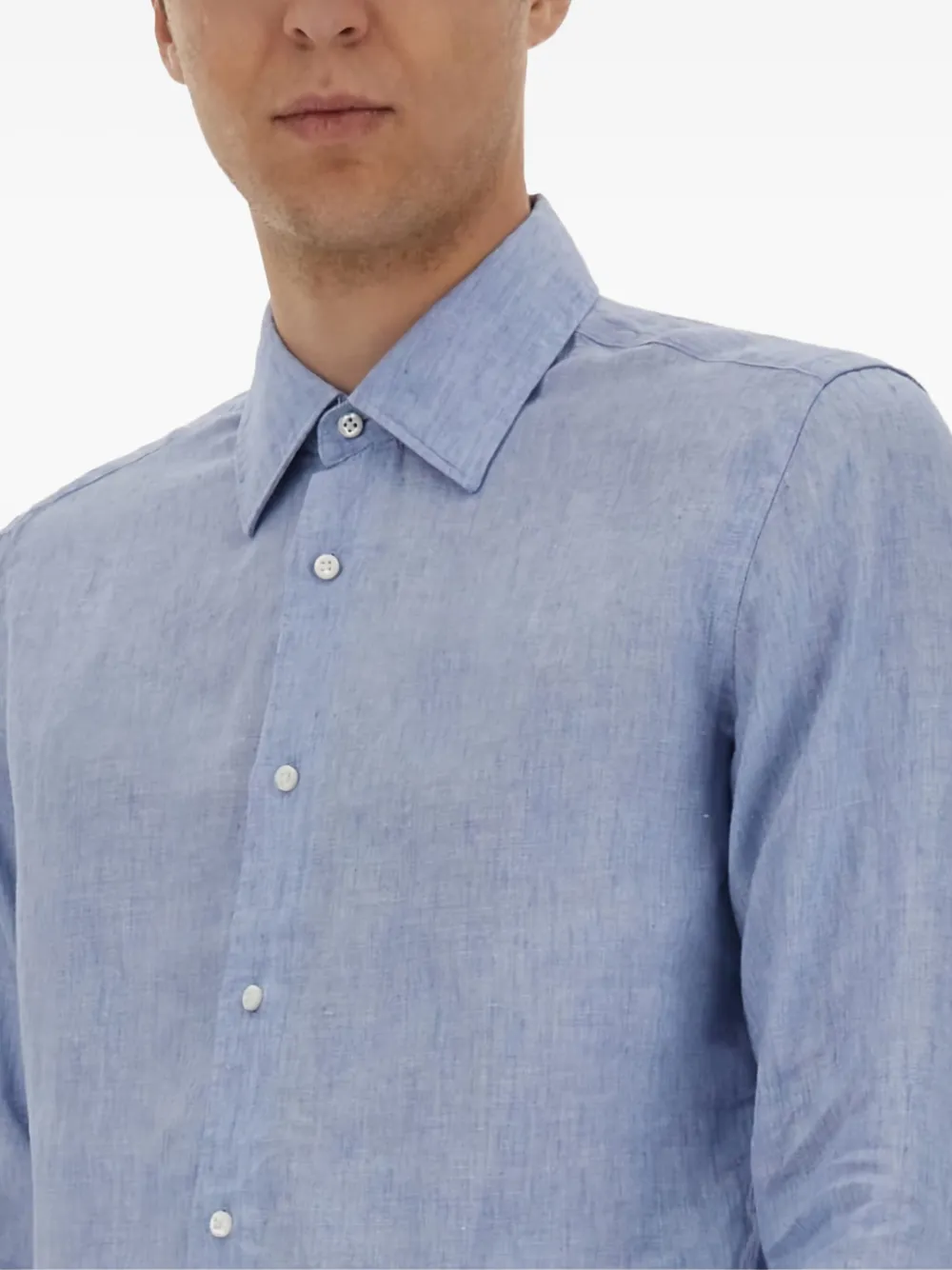 BOSS Linnen overhemd Blauw