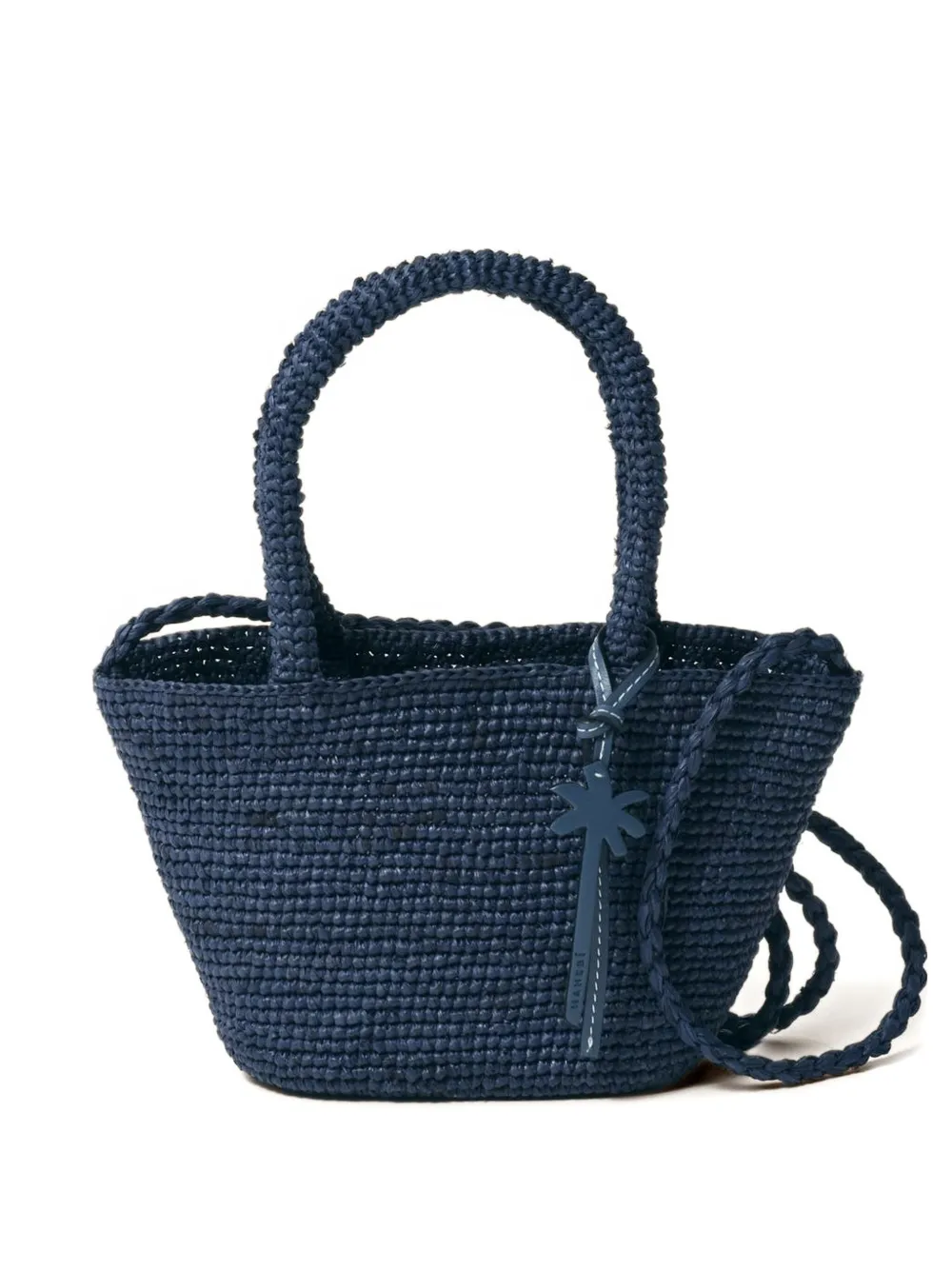 Manebi micro Sunset raffia-weave top-handle bag | Blue | Image 1
