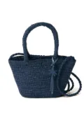Manebi micro Sunset raffia-weave top-handle bag - Blue