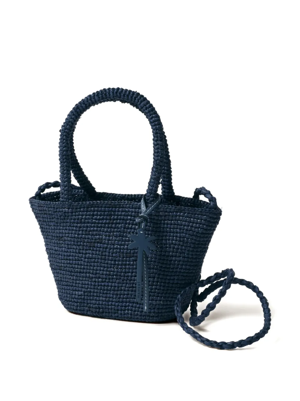 Manebi micro Sunset raffia-weave top-handle bag - Blauw