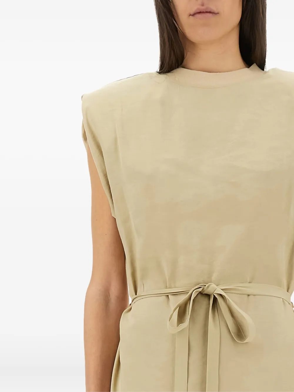 Alysi padded-shoulder belted maxi dress Beige