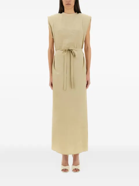 Alysi padded-shoulder belted maxi dress